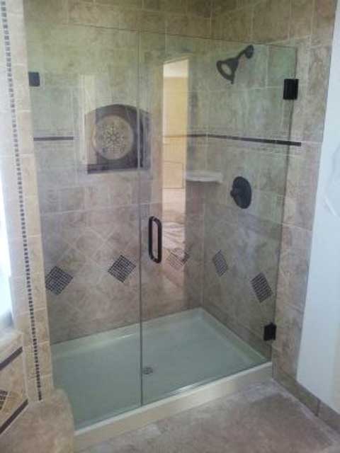 heavy glass shower door with panel